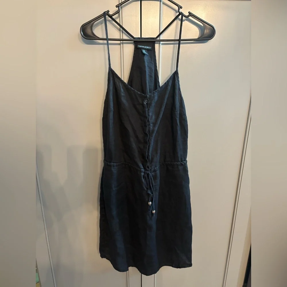 cynthia rowley black linen dress Cynthia Rowley 100% Linen Dress-Black/White